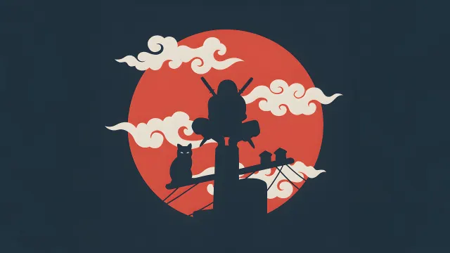 Naruto Silhouette Red Sun Minimal Anime wallpaper on Pixipics