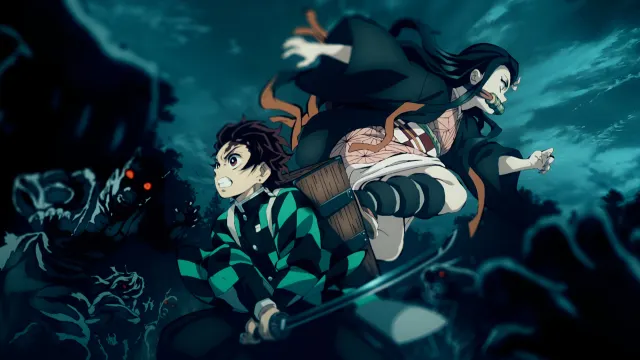 Demon Slayer Tanjiro Nezuko Fighting Demons wallpaper on Pixipics
