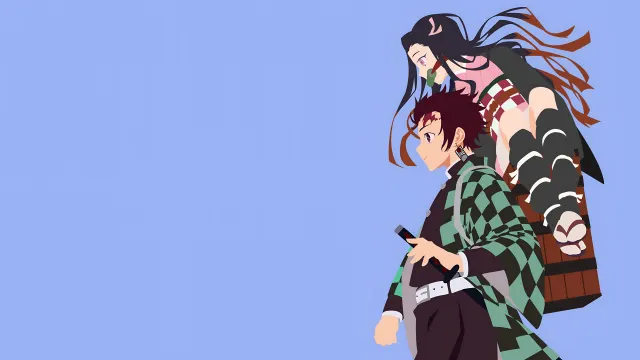 Demon Slayer Tanjiro Nezuko Minimal Style wallpaper on Pixipics