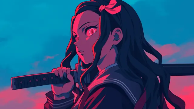 Nezuko Kamado In Crisis Glowing Pink Eyes Gif wallpaper on Pixipics