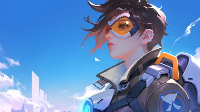 Overwatch Tracer Futuristic Skyline wallpaper on Pixipics