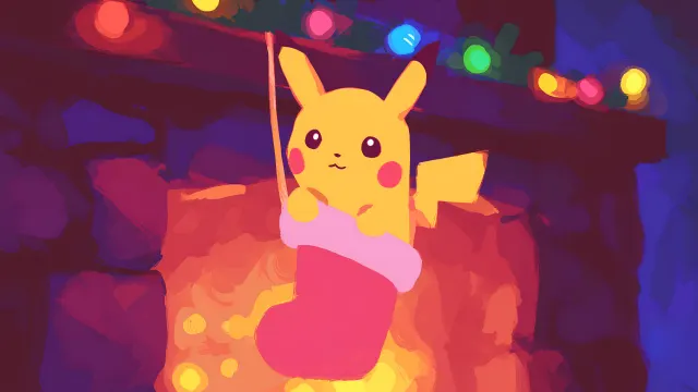 Pokemon Pikachu Fireplace Stocking Cozy Glow wallpaper on Pixipics
