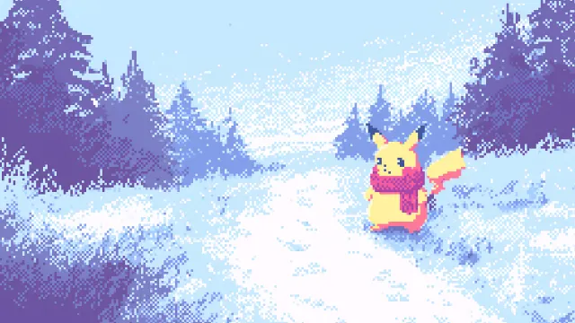 Pokemon Pikachu Pixel Winter Walk wallpaper on Pixipics