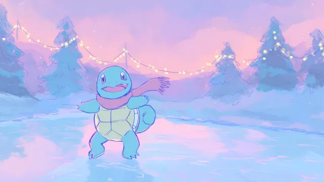 Pokemon Squirtle Ice Skating Joy wallpaper on Pixipics