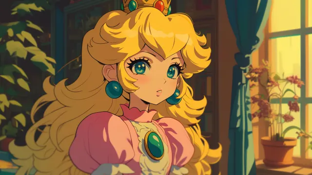 Super Mario Princess Peach Window Gaze wallpaper on Pixipics