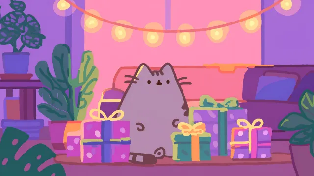 Pusheen Cat Christmas Gifts Winter Lights wallpaper on Pixipics