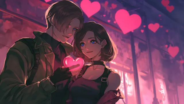 Leon And Claire Romantic Resident Evil Valentines wallpaper on Pixipics