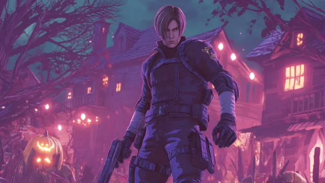 Resident Evil Leon S Kennedy Halloween Village Gun wallpaper on Pixipics