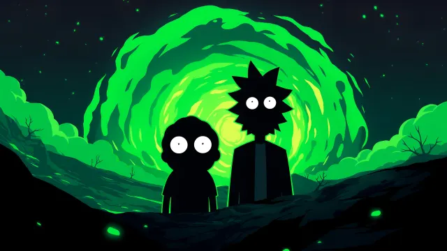 Rick And Morty Silhouette Interdimensional Portal wallpaper on Pixipics