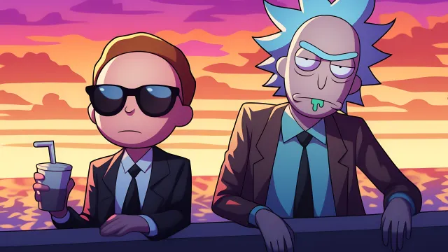 Rick And Morty Suit Sunset wallpaper on Pixipics