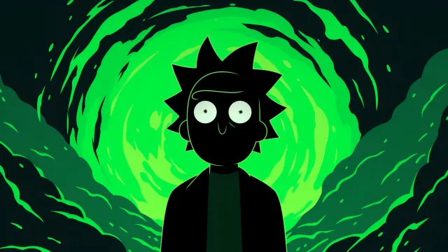 Rick Sanchez Green Portal Silhouette wallpaper on Pixipics