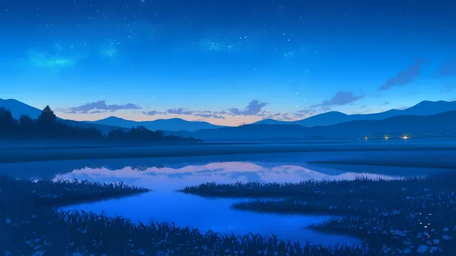 Blue Moon Reflections River wallpaper on Pixipics