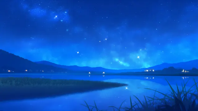 Peaceful River Reflection Under Stars wallpaper on Pixipics