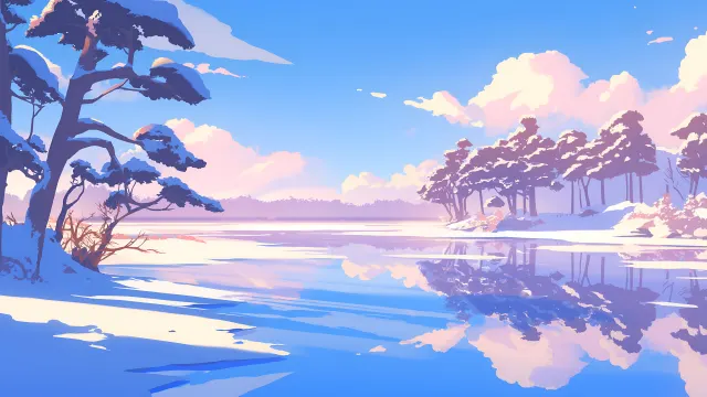 Winter Lake Aesthetic Nature wallpaper on Pixipics