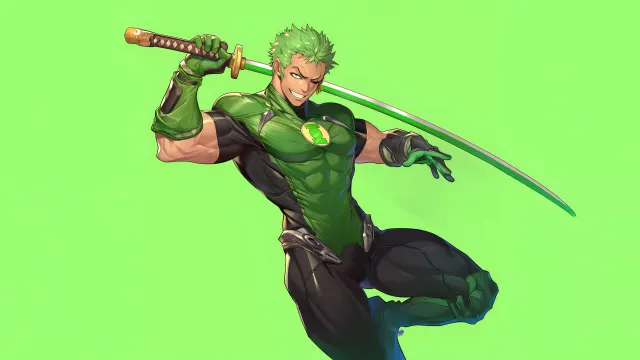 One Piece Roronoa Zoro As Green Lantern Crossover wallpaper on Pixipics