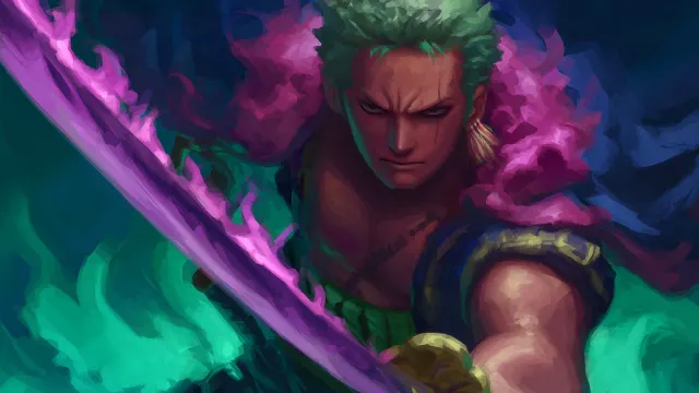 One Piece Roronoa Zoro Purple Aura Katana wallpaper on Pixipics