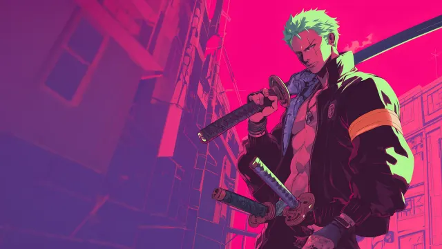 One Piece Zoro Cyberpunk Style Anime wallpaper on Pixipics