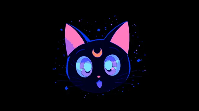 Sailor Moon Luna Cat Neon Gif wallpaper on Pixipics