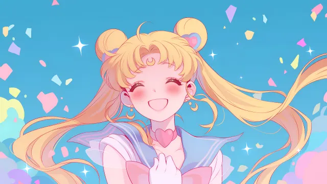 Sailor Moon Usagi Smiling Confetti wallpaper on Pixipics