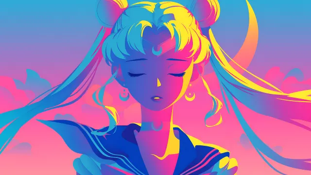 Sailor Moon Vaporwave Gradient Style wallpaper on Pixipics