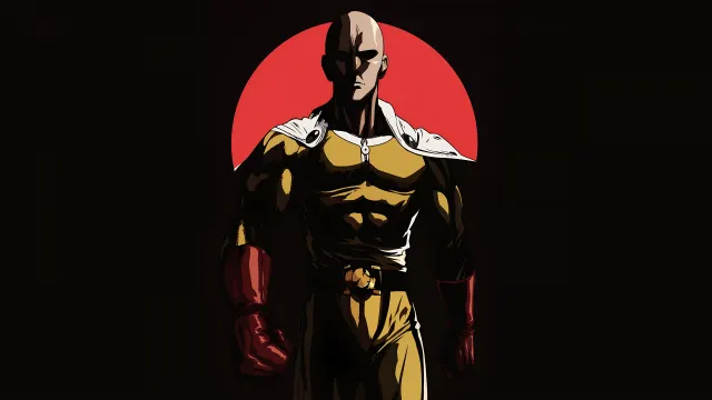 One Punch Man Saitama Serious Look Red Sun wallpaper on Pixipics