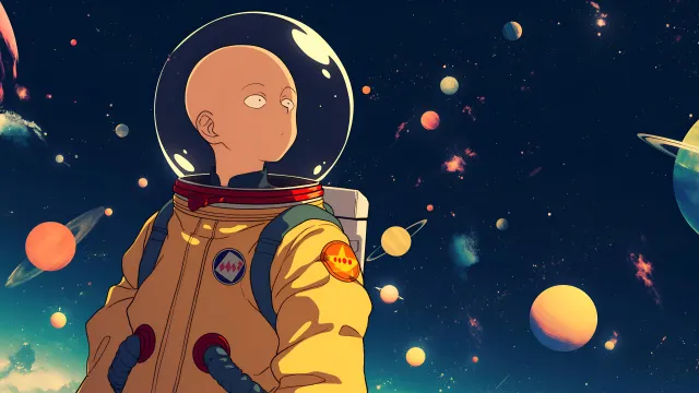 One Punch Man Saitama Space Exploration wallpaper on Pixipics