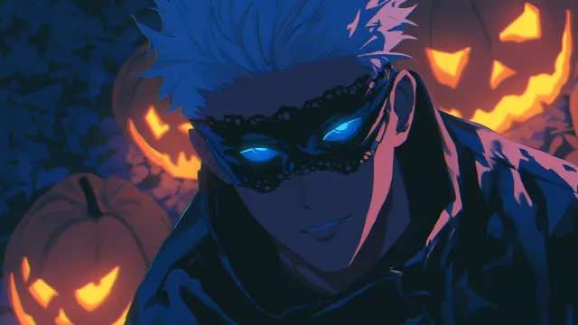 Gojo Satoru Vampire Mask Glowing Eyes wallpaper on Pixipics