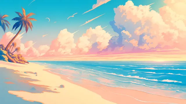 Tropical Beach Sunset wallpaper on Pixipics