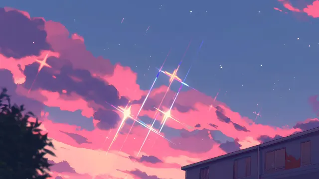 Pastel Pink And Blue Sky With Shining Stars wallpaper on Pixipics