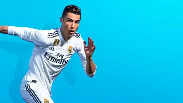 Cristiano Ronaldo Real Madrid White Kit Blue wallpaper on Pixipics