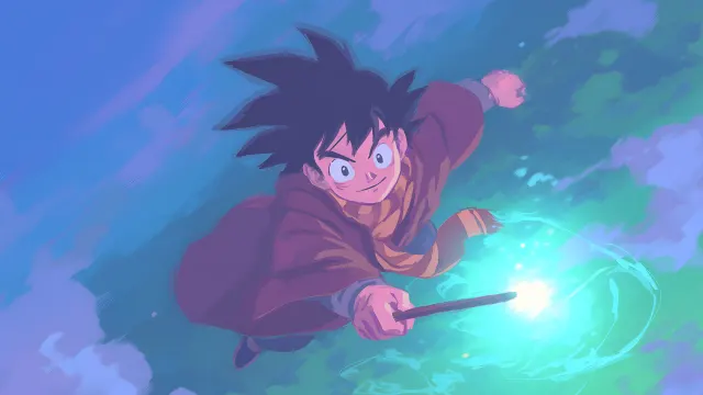 Dragon Ball Z Goku Hogwarts Magic Wand wallpaper on Pixipics