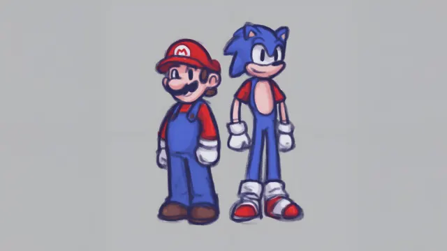 Mario And Sonic Standing Together wallpaper on Pixipics