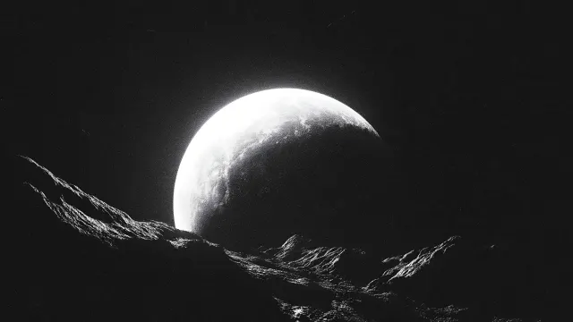 Space Planet Dark Rocky Surface Black White wallpaper on Pixipics