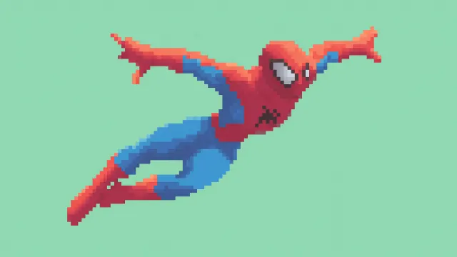 Pixel Spider Man Midair Retro Game wallpaper on Pixipics
