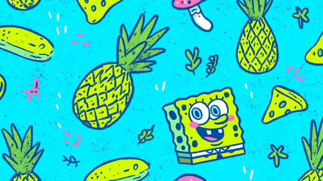Spongebob Pattern Pineapple Cucumber Mushroom Aesthetic wallpaper on Pixipics