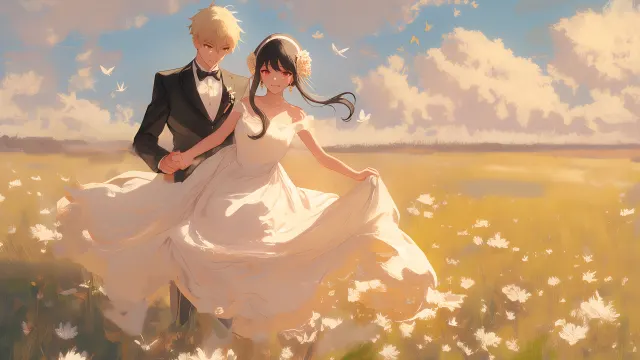 Spy X Family Yor Loid Wedding Field wallpaper on Pixipics