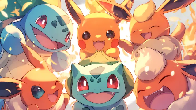 Pokemon Starter Friends Happy Kawaii wallpaper on Pixipics
