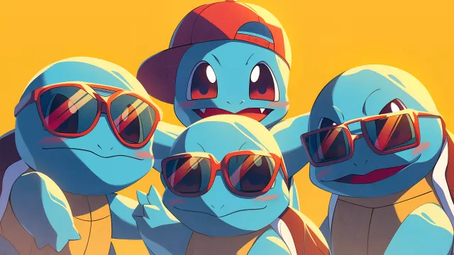 Squirtle Squad Sunglasses Funny Pose wallpaper on Pixipics