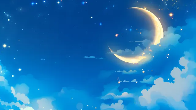 Crescent Moon Starry Night wallpaper on Pixipics