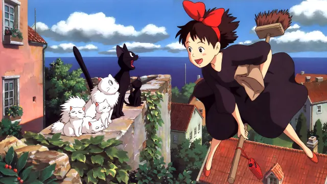 Kikis Delivery Service Kiki Flying Broom Cats wallpaper on Pixipics