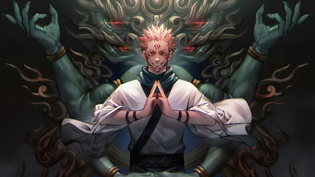 Jujutsu Kaisen Ryomen Sukuna Malevolent Shrine Pose wallpaper on Pixipics