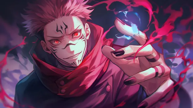 Sukuna Jujutsu Kaisen Scary Red Flames wallpaper on Pixipics