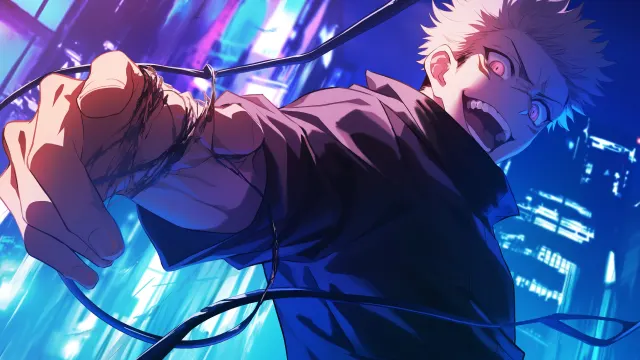 Sukuna Neon City Dark Power wallpaper on Pixipics