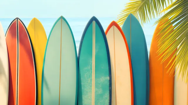 Surfboards Lined Up Beach Paradise Tropical wallpaper on Pixipics
