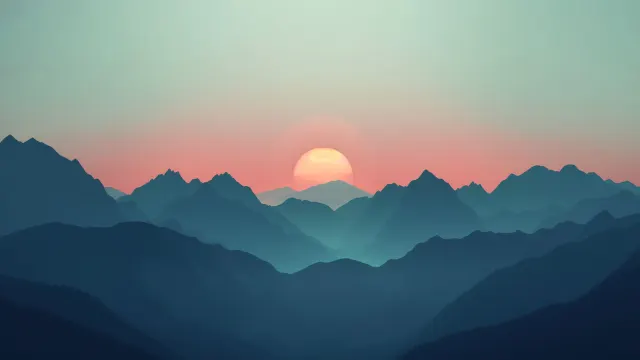 Minimalist Mountain Sunrise wallpaper on Pixipics
