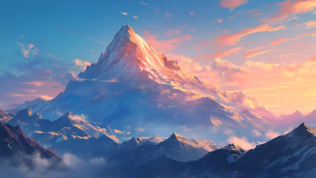 Snow Capped Peaks Golden Sunrise wallpaper on Pixipics