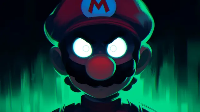 Mario Glowing Eyes In Dark Shadow And Green Smoke Gif wallpaper on Pixipics
