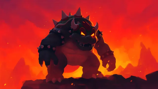 Super Mario Bowser Dark Silhouette Orange Fire wallpaper on Pixipics