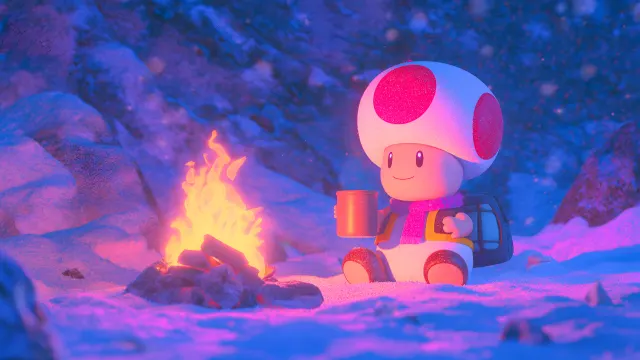 Super Mario Toad Campfire And Hot Drink wallpaper on Pixipics