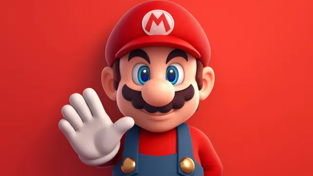 Super Mario Waving Hello Red Gradient wallpaper on Pixipics